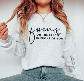 Focus on Step in Front of You - Not Whole Staircase Sleeve Crew Sweatshirt - Limeberry Designs
