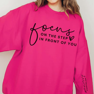 Focus on Step in Front of You - Not Whole Staircase Sleeve Crew Sweatshirt - Limeberry Designs