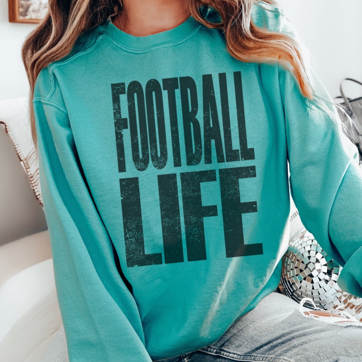 Football Life Comfort Colors Crew - Limeberry Designs