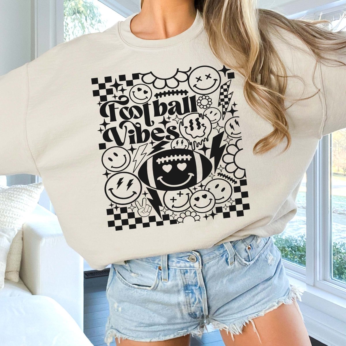 Football Vibes Happy Collage Crewneck - Limeberry Designs