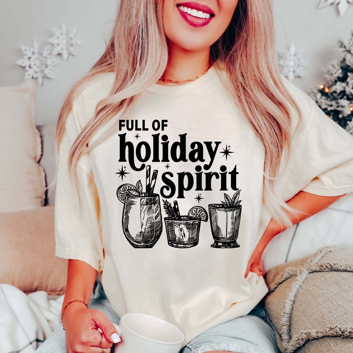 Full of Holiday Spirit Comfort Color Wholesale Tee - Limeberry Designs