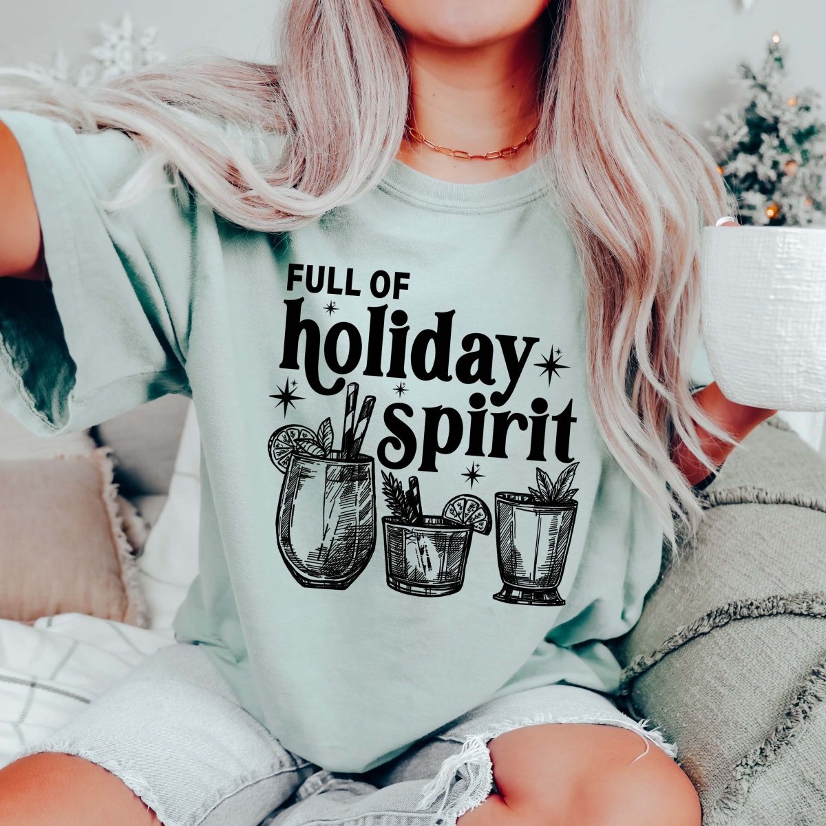 Full of Holiday Spirit Comfort Color Wholesale Tee - Limeberry Designs
