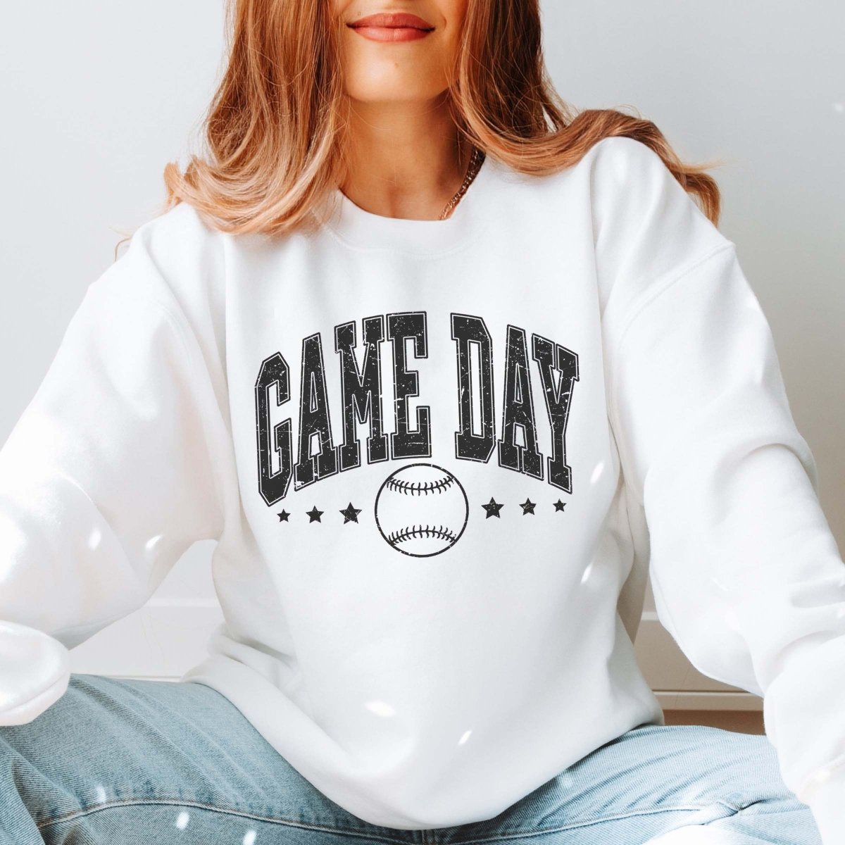 Game Day Baseball And Stars Sweatshirt - Limeberry Designs