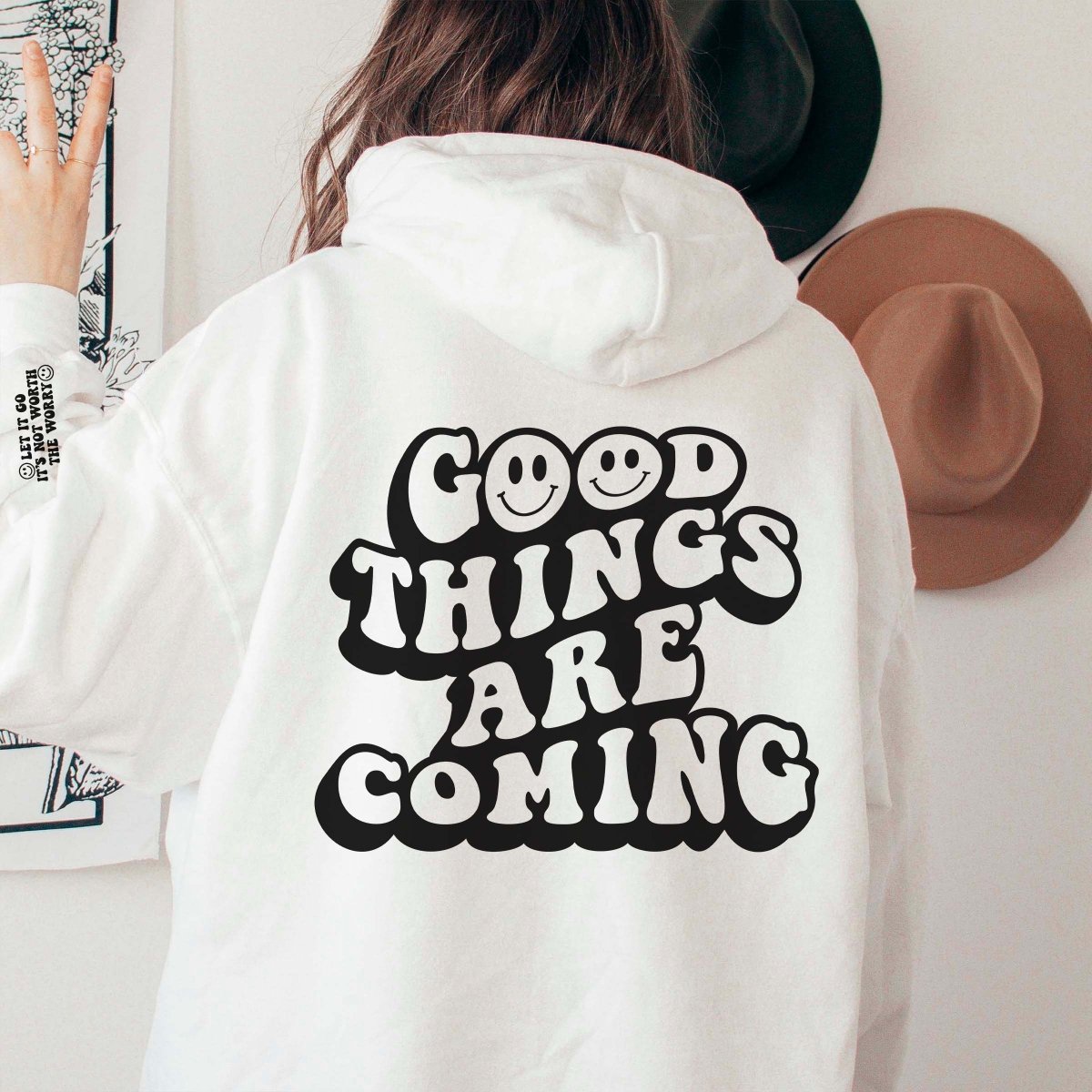 Good Things Are Coming Hoodie With Sleeve Design Limeberry