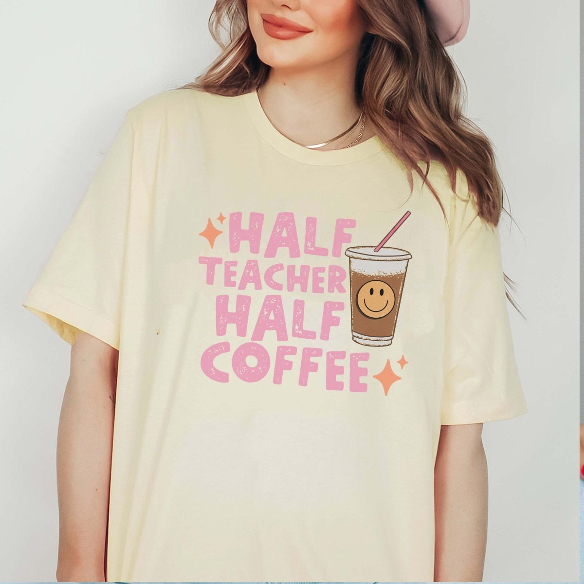 Half teacher Half Coffee Bella Graphic Tee - Limeberry Designs