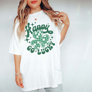 Happy Go Lucky Disco Clover Comfort Color Tee - Limeberry Designs