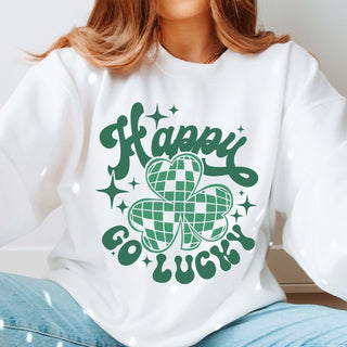 Happy Go Lucky Disco Clover Crew Sweatshirt - Limeberry Designs