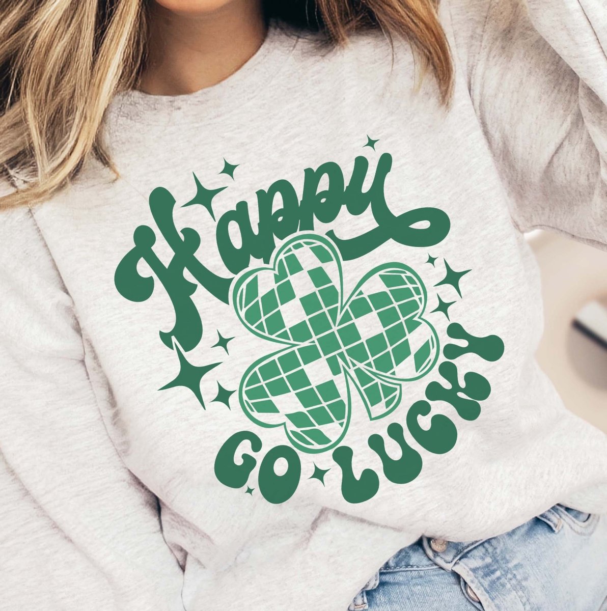 Happy Go Lucky Disco Clover Crew Sweatshirt - Limeberry Designs