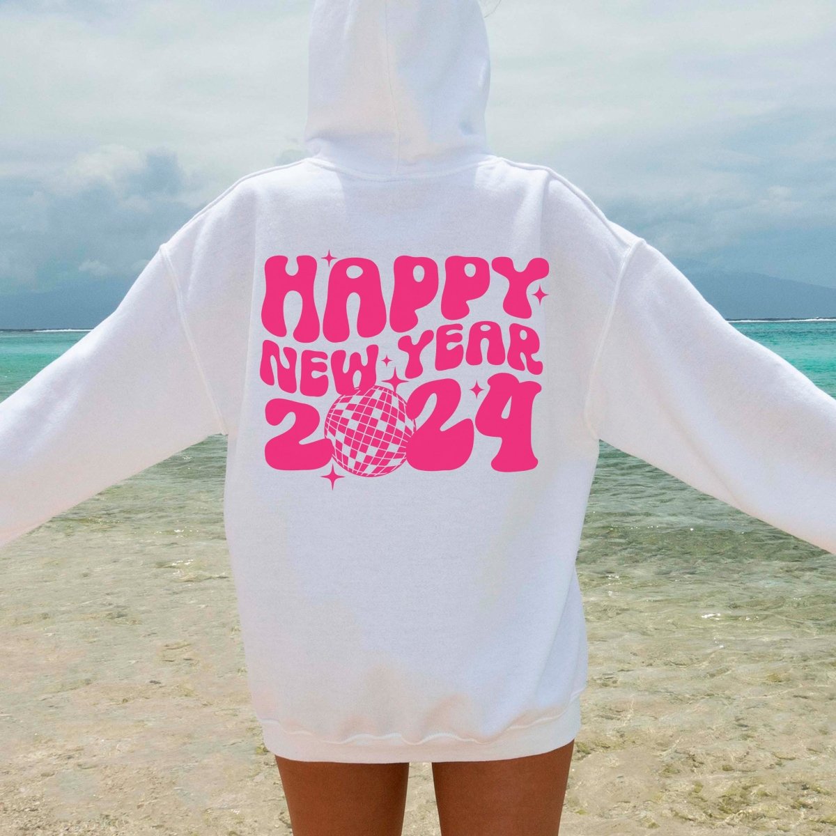 Happy New Year 2024 Back Of Hoodie - Limeberry Designs