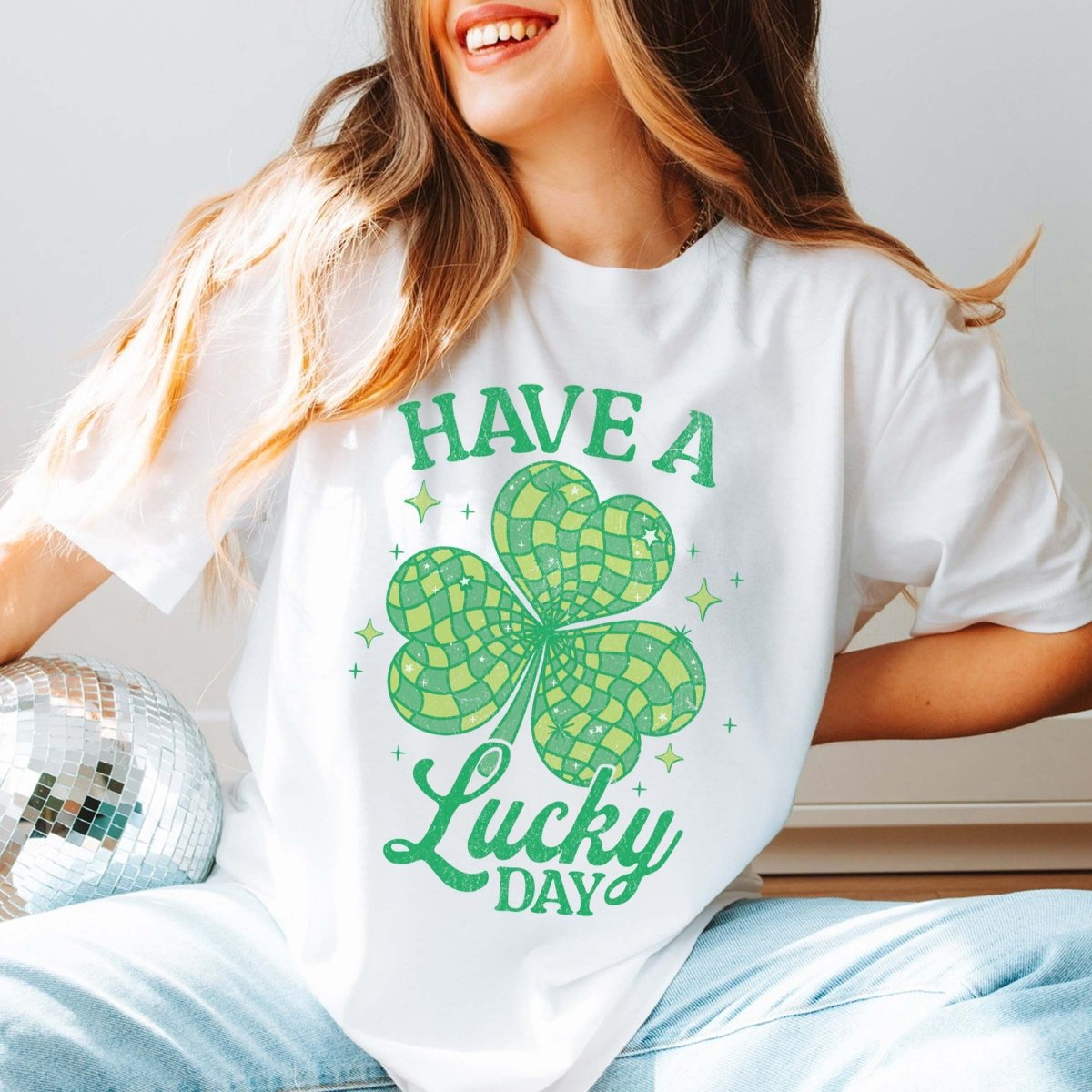 Have A Lucky Day Disco Shamrock Comfort Color Tee - Limeberry Designs