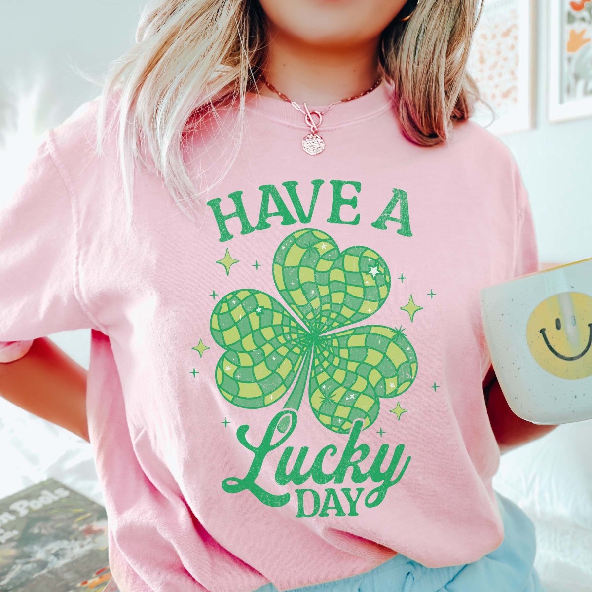 Have A Lucky Day Disco Shamrock Comfort Color Tee - Limeberry Designs