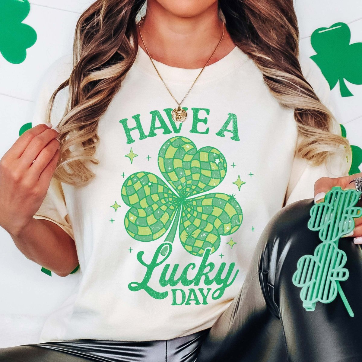 Have A Lucky Day Disco Shamrock Wholesale Comfort Color Tee - Limeberry Designs