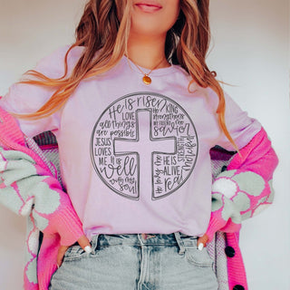 He is Risen Cross Circle Tee - Limeberry Designs