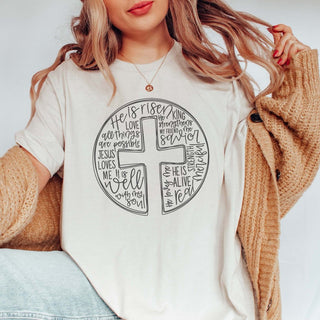 He is Risen Cross Circle Tee - Limeberry Designs