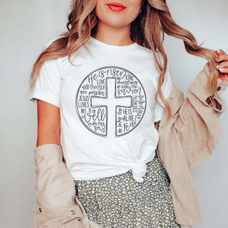 He is Risen Cross Circle Tee - Limeberry Designs