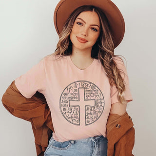 He is Risen Cross Circle Tee - Limeberry Designs