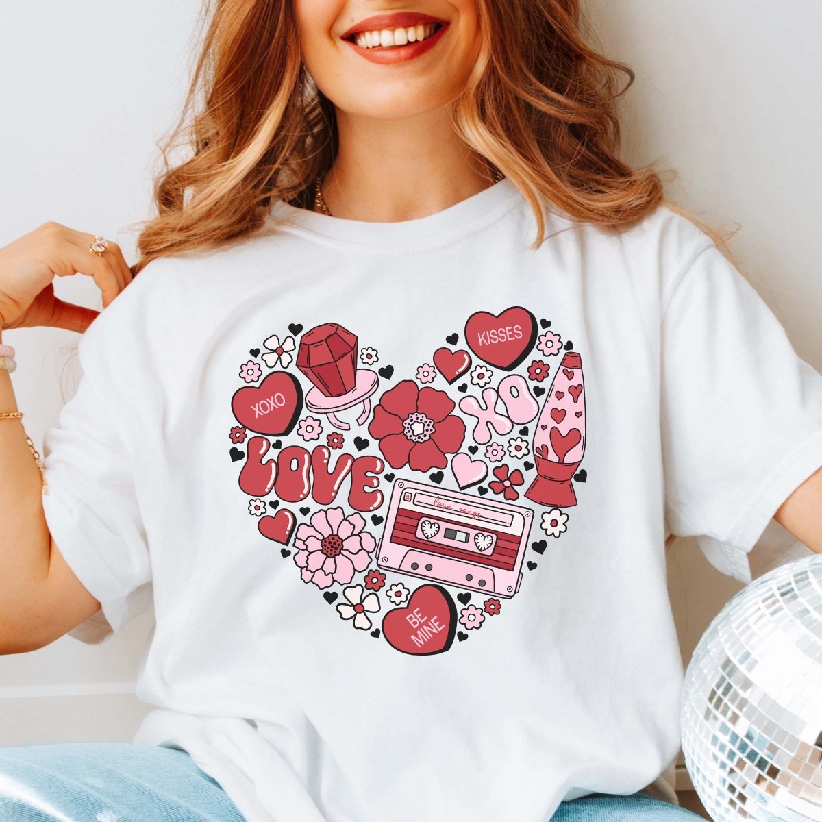 Heart Collage With Cassette Tape Comfort Color Tee - Limeberry Designs