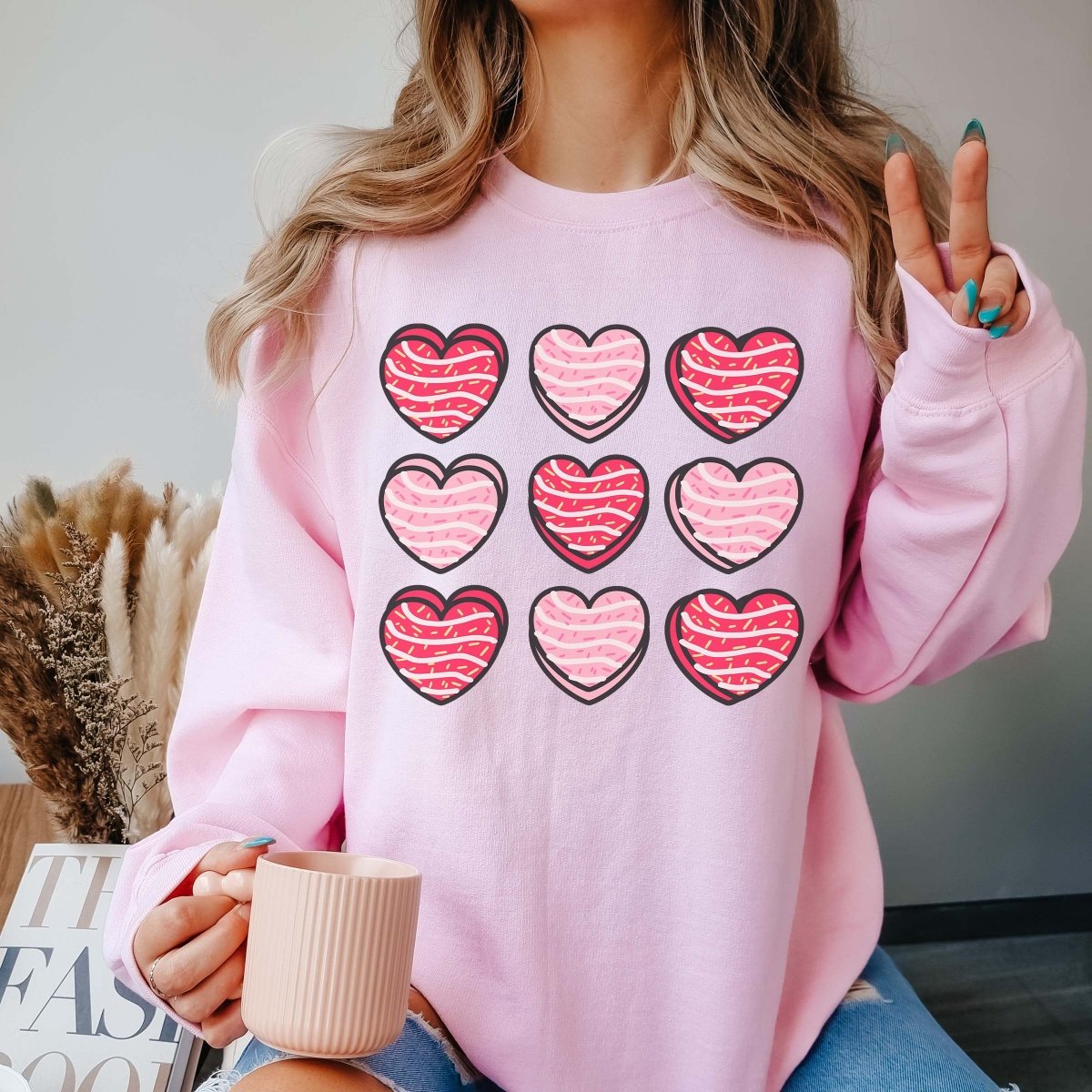 Pink outlet heart sweatshirt