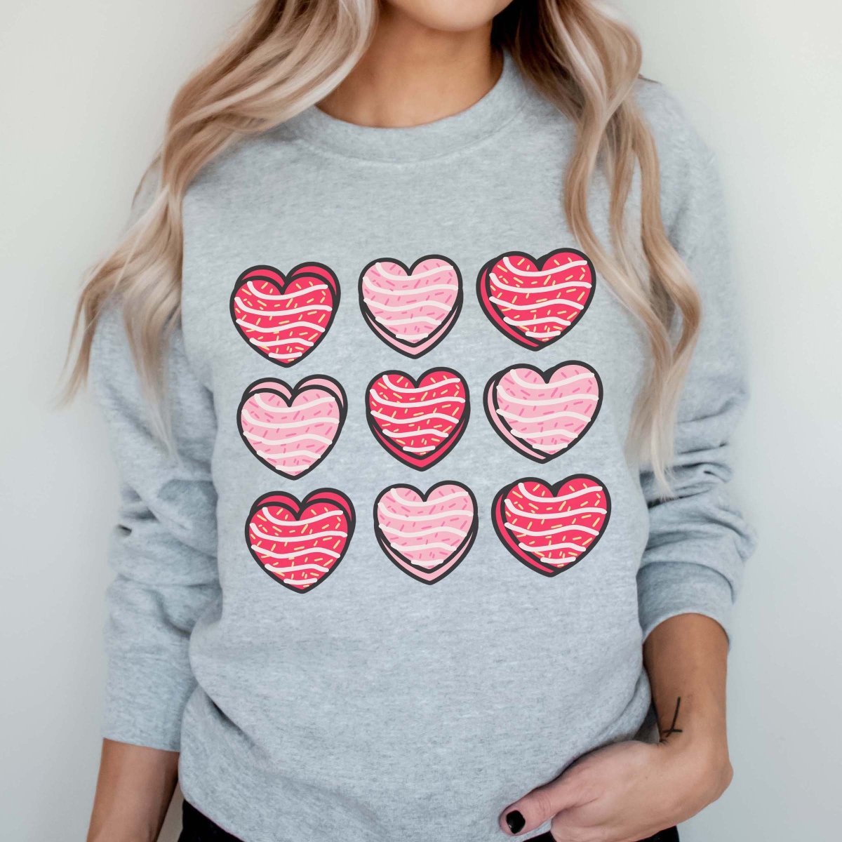 Heart Snack Cakes Collage Wholesale Crew Sweatshirt - Limeberry Designs