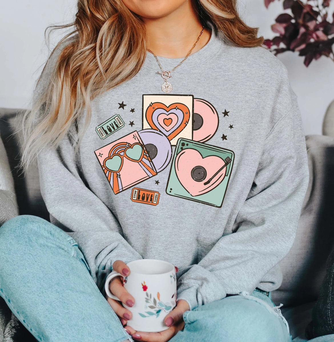 Hearts CDs and Tickets Wholesale Crewneck Sweatshirt - Limeberry Designs