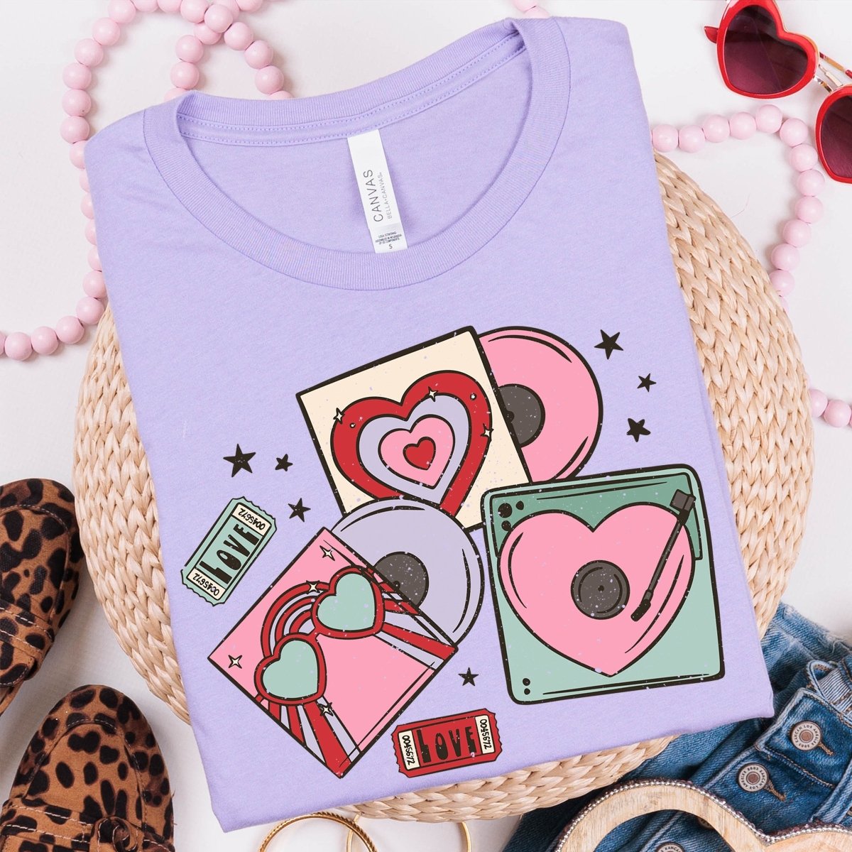 Hearts CDs and Tickets Wholesale Tee - Limeberry Designs