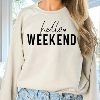 Hello Weekend Crew Sweatshirt - Limeberry Designs