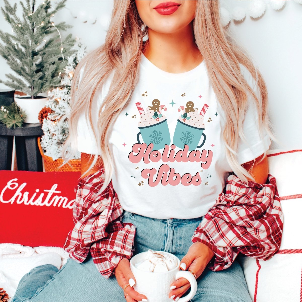 Holiday Vibes Mugs Bella Graphic Wholesale Tee - Limeberry Designs