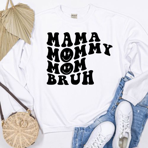 Mama Mommy Bruh Heart Corded Crew - Limeberry Designs