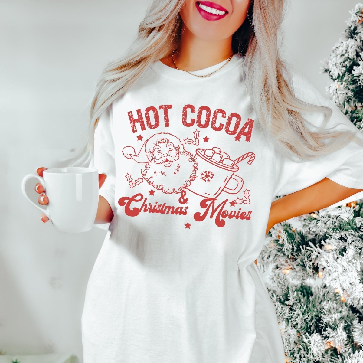 Hot Cocoa Christmas Movies Comfort color Wholesale tee - Limeberry Designs