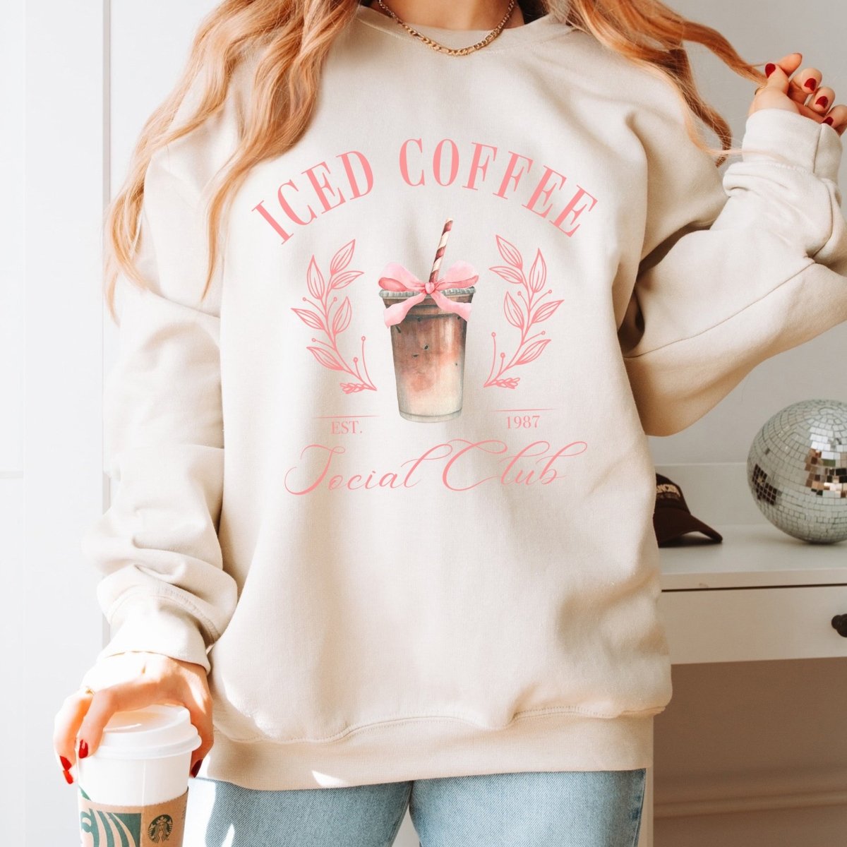 Iced Coffee Social Club Crew Sweatshirt - Limeberry Designs