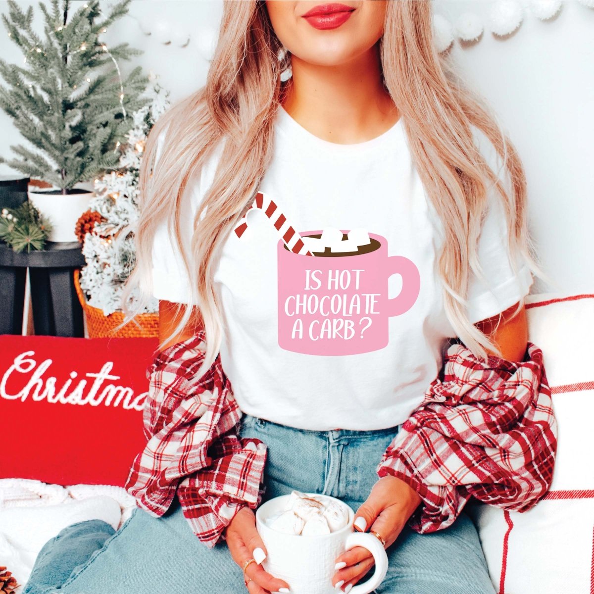 Is Hot Chocolate a Carb? Christmas Bella Graphic WholesaleTee - Limeberry Designs