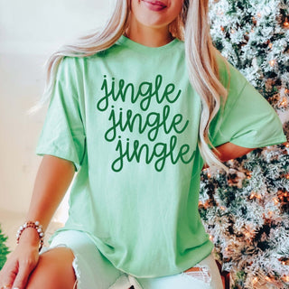 Jingle Jingle Jingle Green Christmas Bella Graphic Wholesale Tee - Limeberry Designs