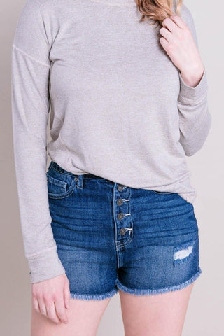 KanCan-Sophie High Rise Button Down Shorts FINAL SALE - Limeberry Designs