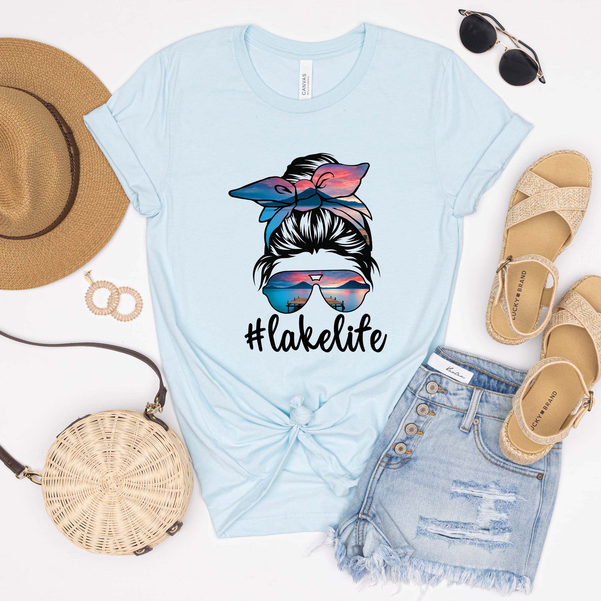 Lake Life Messy Bun Tee - Limeberry Designs