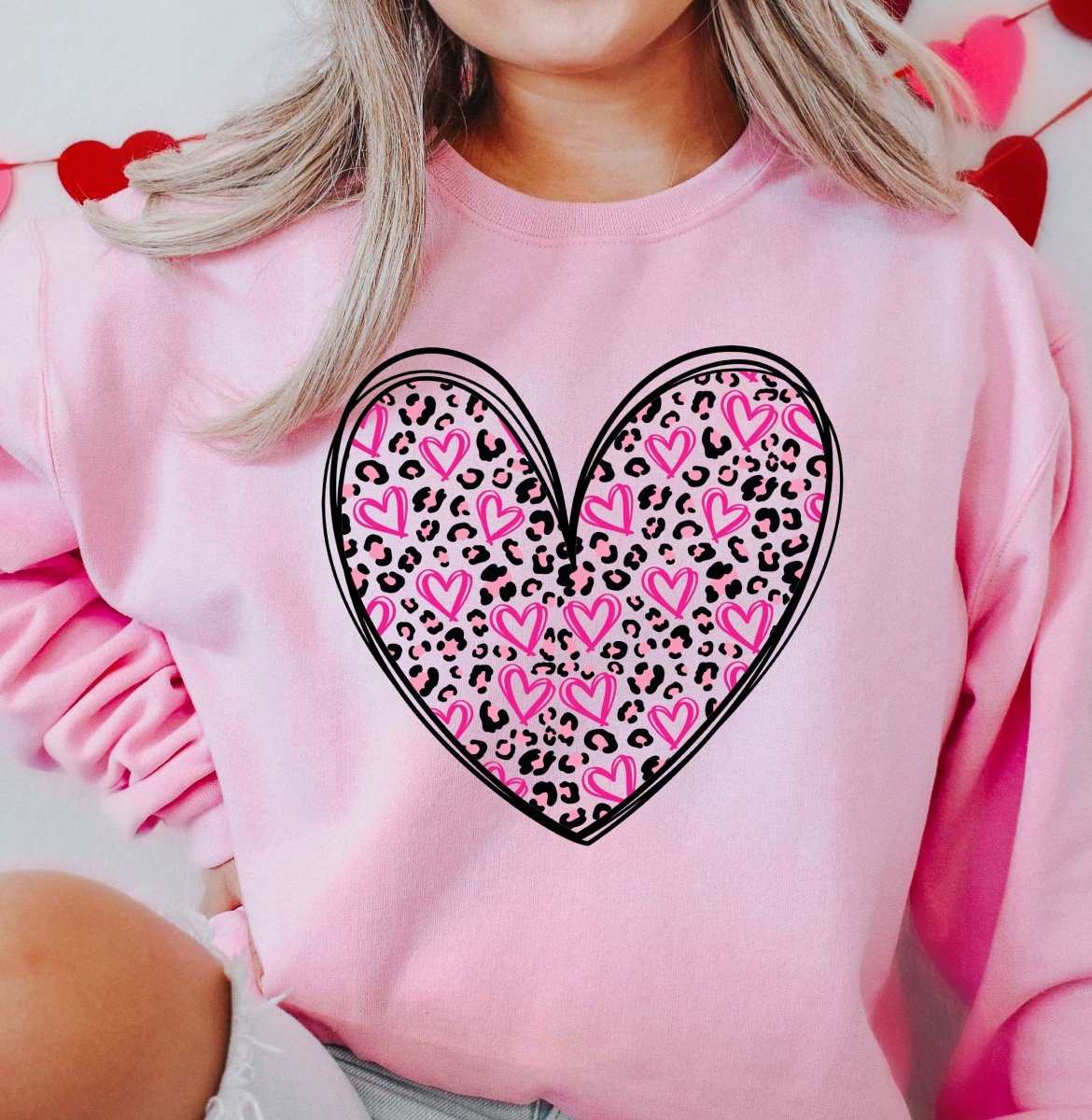 Leopard Hearts and More Hearts Crew Sweatshirt - Limeberry Designs