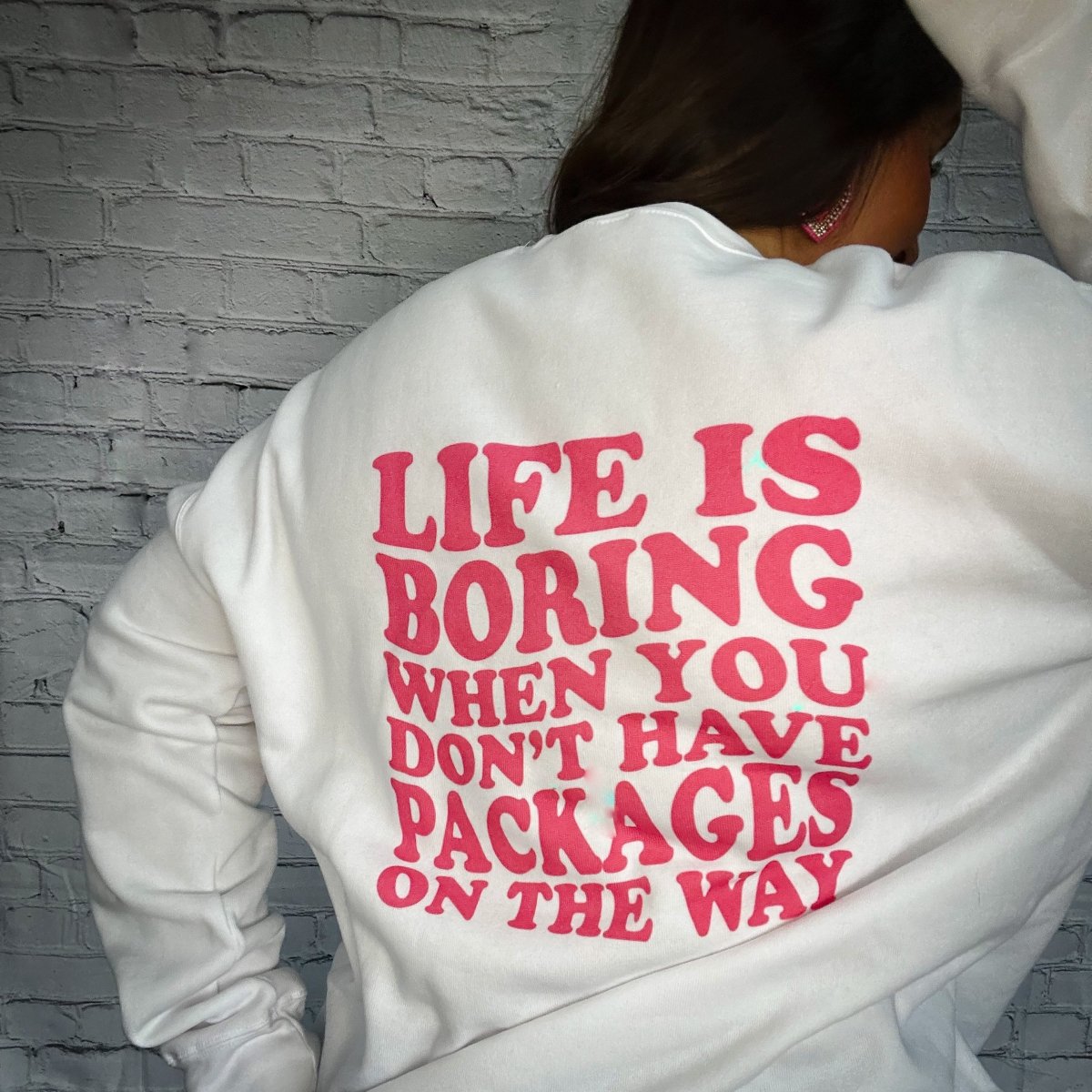 Life Is Boring- Save With Chelsea Bella Crew Sweatshirt - Limeberry Designs