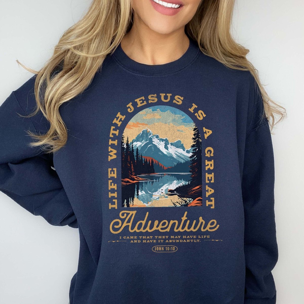 Life with Jesus is a Great Adventure Wholesale Crew Sweatshirt - Limeberry Designs