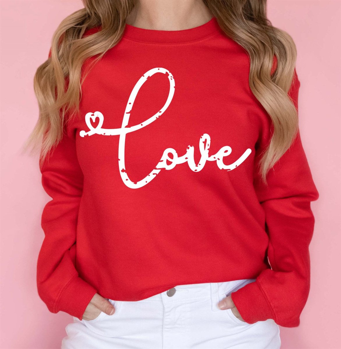 Love Distressed Crewneck Sweatshirt - Limeberry Designs