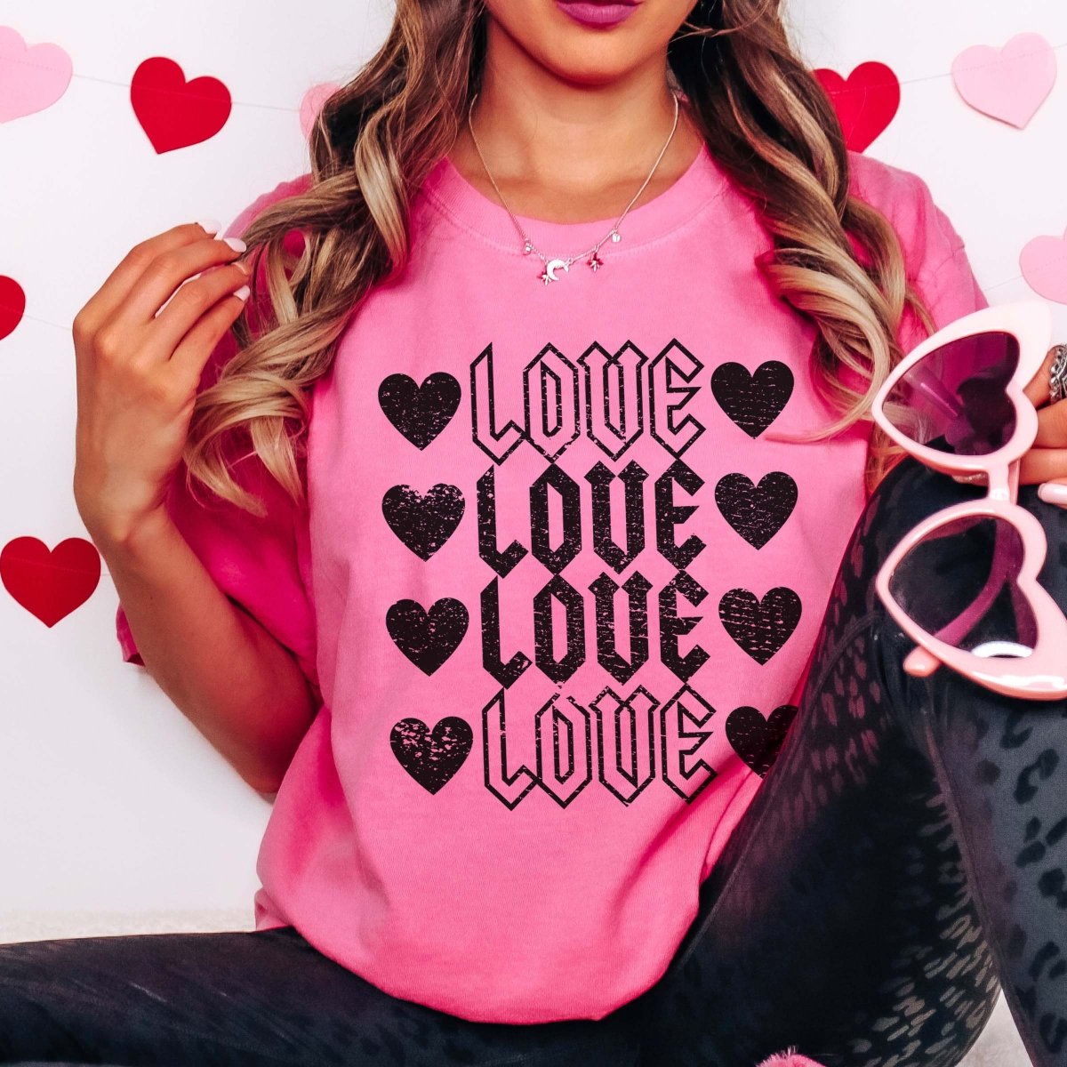 Love Stacked Hearts Wholesale Comfort Color Tee - Limeberry Designs
