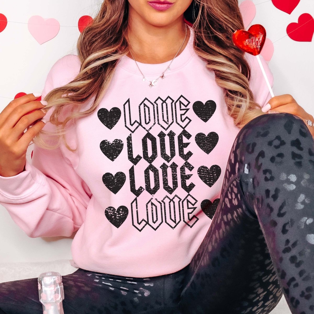 Love Stacked Hearts Wholesale Crew Sweatshirt - Limeberry Designs