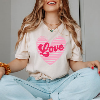 Love Striped Heart Wholesale Tee - Limeberry Designs