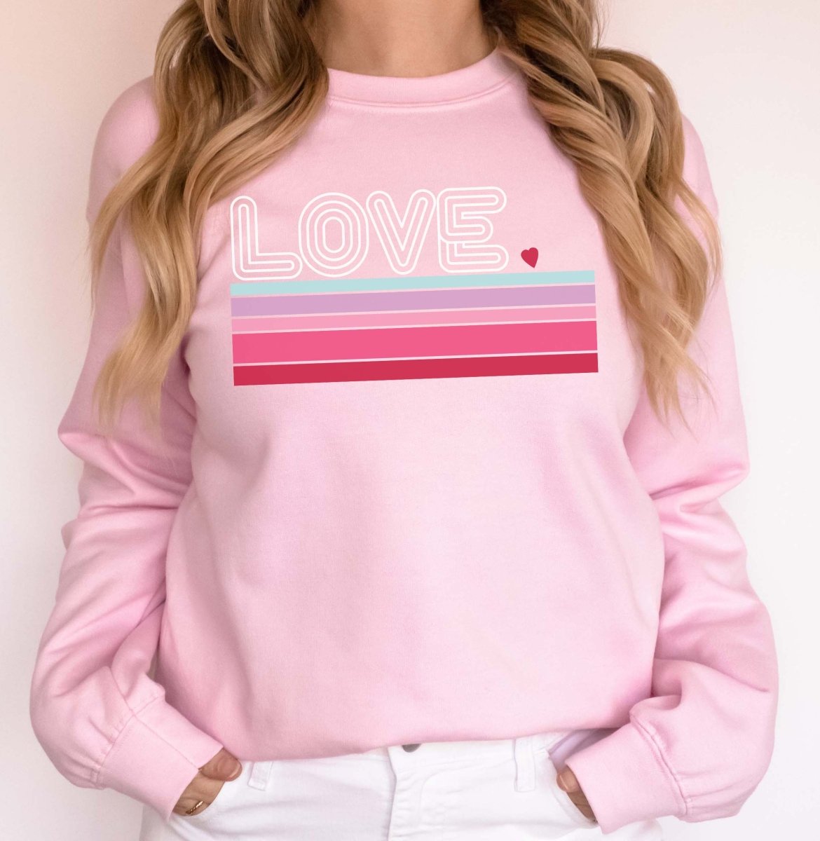 Love Striped Wholesale Crewneck Sweatshirt - Limeberry Designs