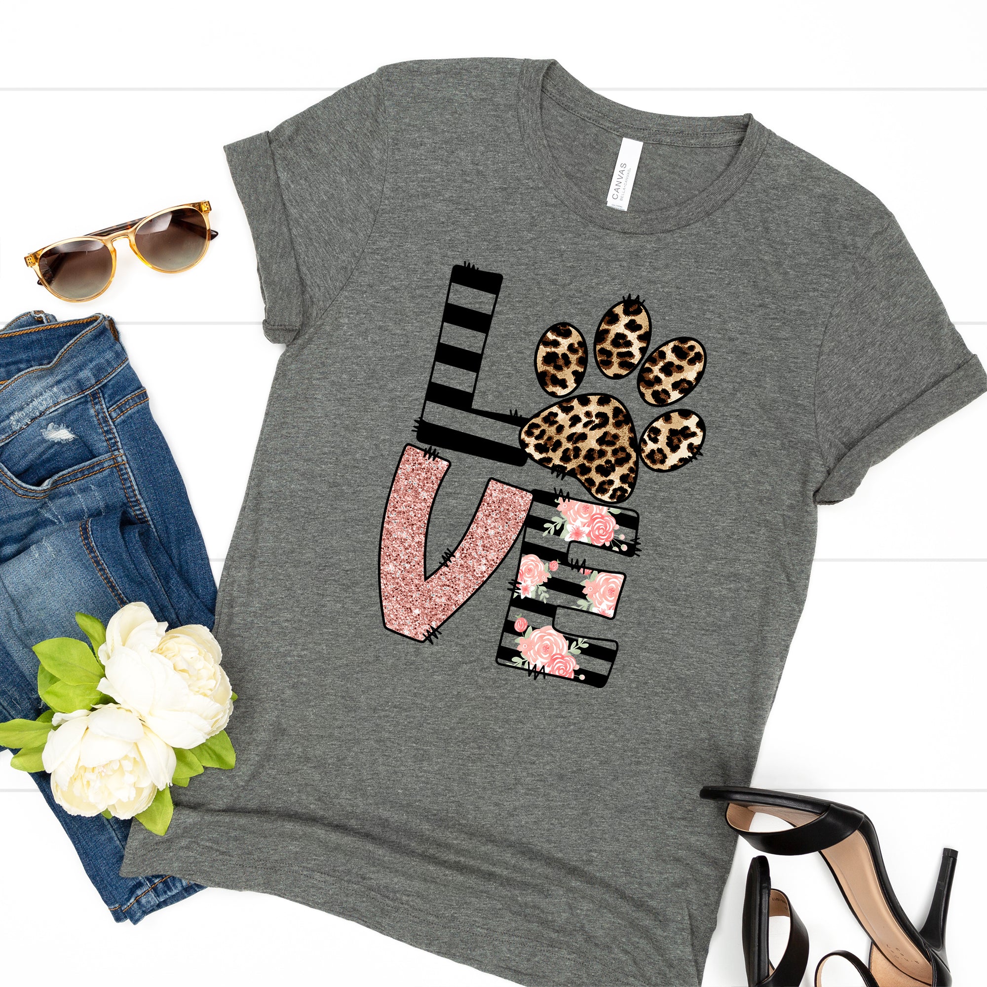 LOVE Leopard Paw Tee - Limeberry Designs