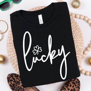 Lucky Script With Shamrock Tee - Limeberry Designs