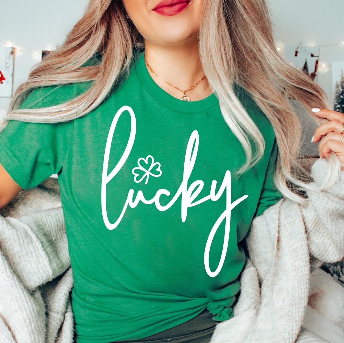Lucky Script With Shamrock Wholesale Tee - Limeberry Designs