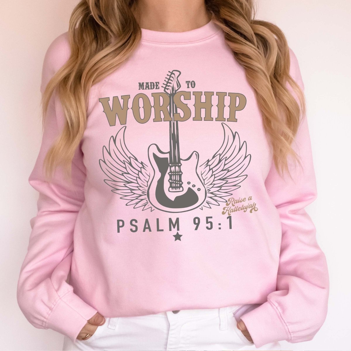 Made to Worship Guitar Wholesale Crew Sweatshirt - Limeberry Designs