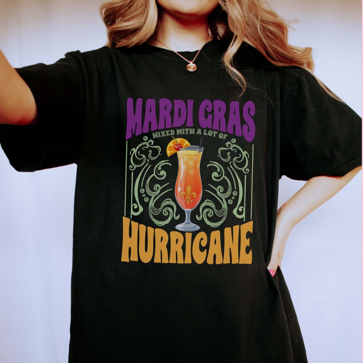 Mardi Gras Mixed with Hurricane Comfort Color Tee - Limeberry Designs