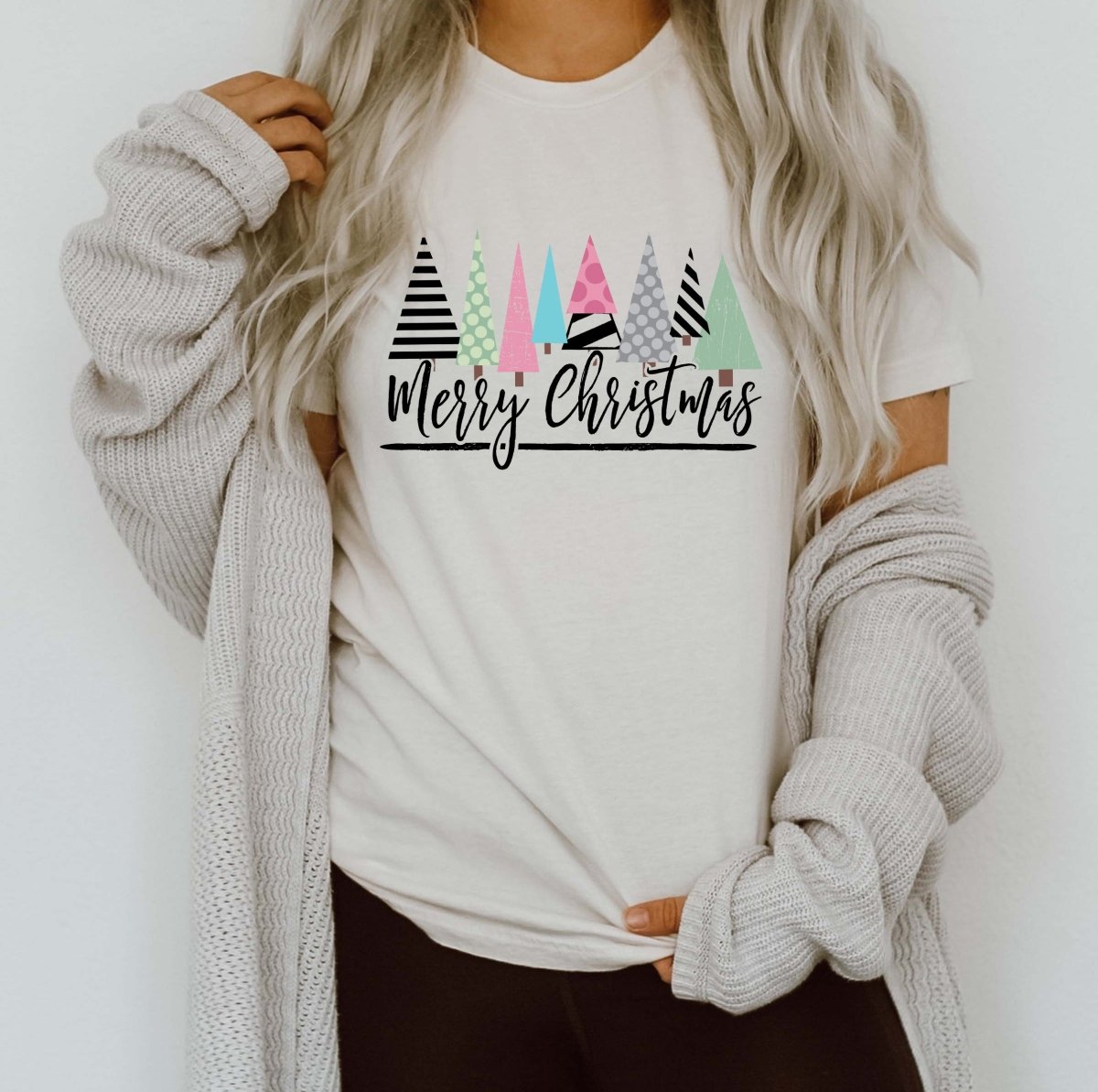 Merry Christmas Trees Colors Wholesale Tee - Limeberry Designs