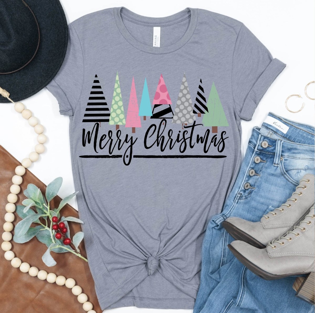 Merry Christmas Trees Colors Wholesale Tee - Limeberry Designs