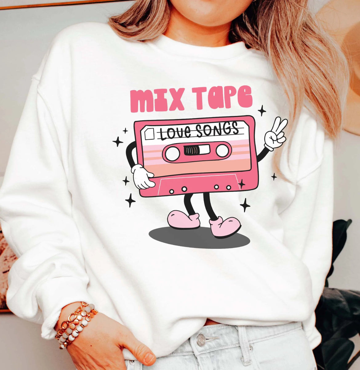 Mix Tape Love Songs Crew Sweatshirt - Limeberry Designs
